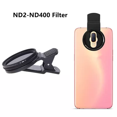 37mm Adjustable Phone Camera ND Lens Filter ND2‑400 Neutral Density Clip-On • $18.98