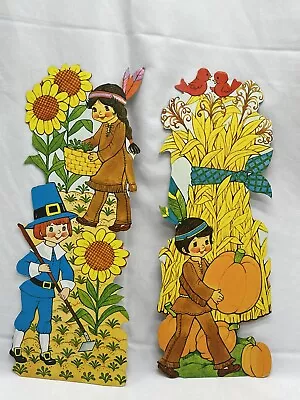 Vintage Thanksgiving Die Cut Paper Decorations Lot Of 2 Scene Fall Harvest 80’s • $23.99