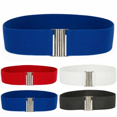 Women's Elastic Wide Waistband Buckle Stretchy Waist Belt For Dress Coat Jeans • £7.79