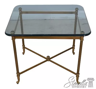 61686EC: LABARGE Brass & Glass Regency Living Room Lamp Table • $465