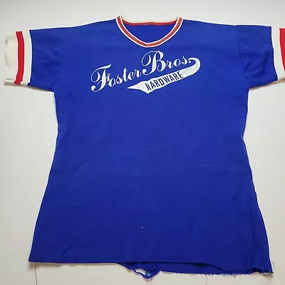 Vtg Foster Bros. Hardware Jersey T-Shirt Mens L Blue 80s M8 • $20