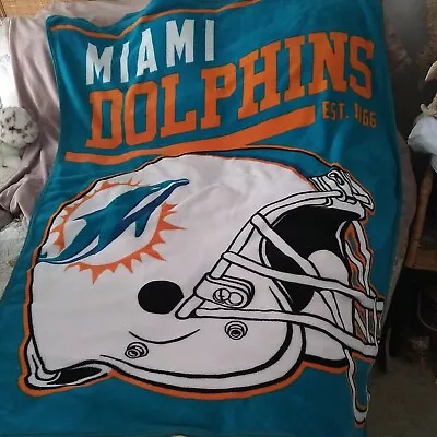 NFL 43  X 58  Miami Dolphins Soft Plus Large Throw Blanket • $26