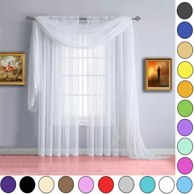 £6.53 • Buy Voile Scarves 3m Or 5m Lengths ~ Net Curtains Swags & Scarf Voile Panel 