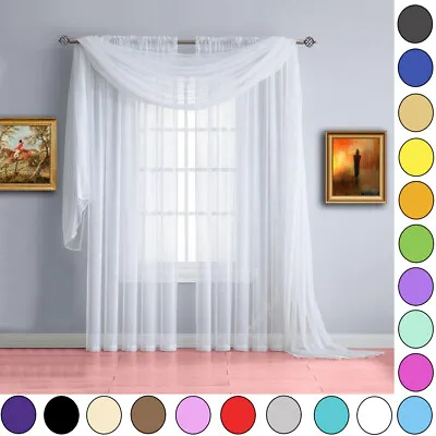 Voile Scarves 3m Or 5m Lengths ~ Net Curtains Swags & Scarf Voile Panel • £7.99