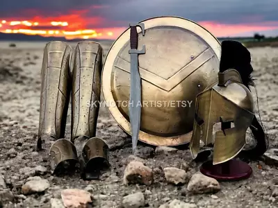 300 King Spartan Costume Damage Spartan Helmet Spartan Leg Greaves & Arm Spartan • $492.02