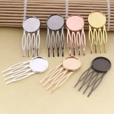 Fit 20mm Copper Comb Hairpins Blank Cabochon Settings Hair Clips Base • £16.17