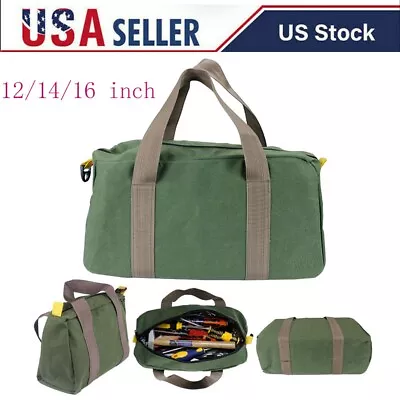 12/14/16'' Heavy Duty Green Military Style Mechanics Hard Bottom Tool Bag Zipper • $10.21