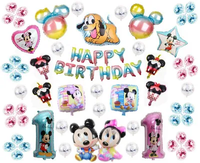 1st Birthday Minnie Mouse Mickey Mouse Pluto Balloons Celebrate Party Confetti • £20