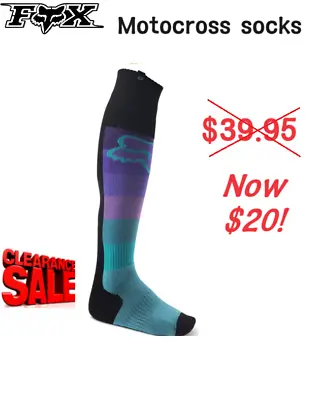 CLEARANCE! FOX 180 TOXSYK Motocross MX Socks Lg NEW Dirt Bike ATV Socks Teal • $20