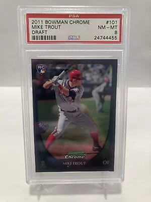 Mike Trout 2011 Bowman Chrome Draft #101 RC ROOKIE PSA 8 • $66