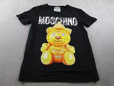 Moschino Couture Shirt Mens M Gold Teddy Bear Aeffe Spa Black Graphic Italy • $85.99