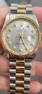 ROLEX DATEJUST Oyster  Perpetual Watch Men  36mm 18k Diamont Dial Yellow Gold  • $7000