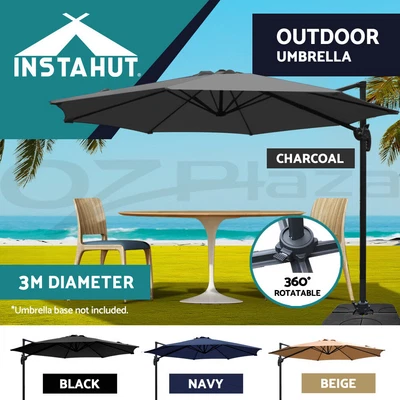 $159.95 • Buy Instahut Outdoor Umbrella 3m Umbrellas Cantilever Stand Sun Beach Garden Roma UV
