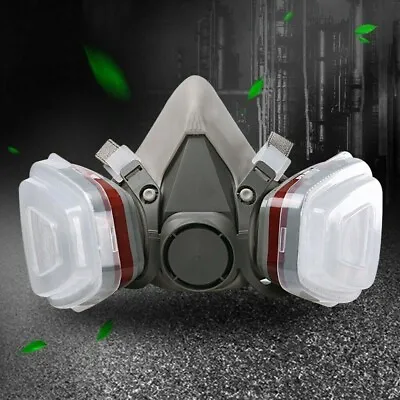 Gas Mask 7 In 1 Half Face Chemical Spray Painting Respirator Vapour 6800 Masks • £10.89
