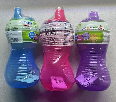 LOT OF 3 Munchkin Mighty Grip 10 Oz Spill Leak Proof Sippy Cups BPA Free Sealed • $15