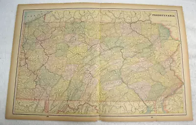 Vintage 1895 Original Pennsylvania Map  21 X 14 Inch • $24.95