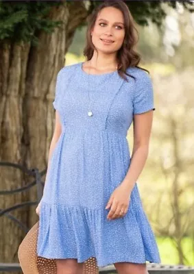 £50 • Buy Seraphine Light Blue Dot Dress Small 8 Maternity Nursing Breastfeeding Summer 