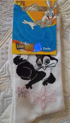 Girls Socks Size 9 - 12 Cartoon Looney Tunes White Pink Multi Sylvester BNWT • £1.25