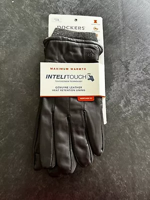 Dockers Men's Intelitouch Knit Cuff Leather Gloves Large • $29.99