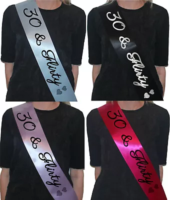 30th Birthday Sash 30 & Flirty Gift Accessory Funny Satin Ribbon-FREE DELIVERY • £3.30