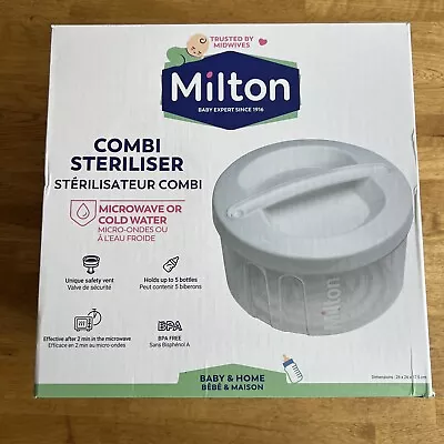 Milton Combi Microwave & Cold Water Steriliser White Fits Five Wide Neck Bottles • £17.95