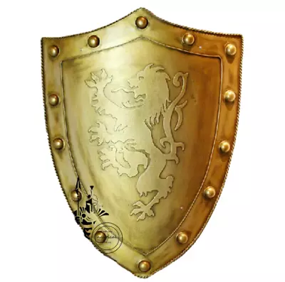 Shield Antique Steel Shield Sca Larp Warrior Armor Medieval Armor Dragon Best • $94.83