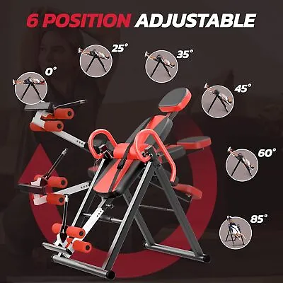 Foldable Inversion Table Back Pain Relief Back Stretcher Machine Blue/Red/Grey • $123.31