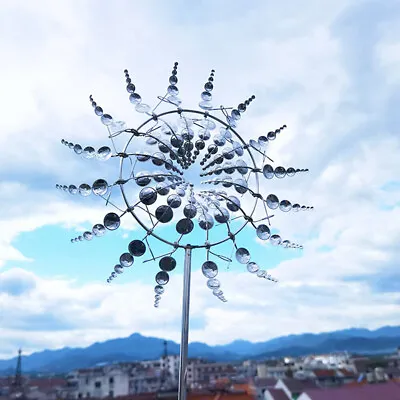 Metal Windmill Wind Spinners Sculpture Catcher Outdoor Patio Garden Sturdy • £11.16