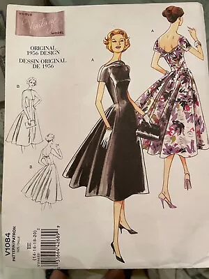 Vogue Patterns V1084 Womens Dress AA 6 8 10 12 VTG 1956 Original Design Uncut • $17.87