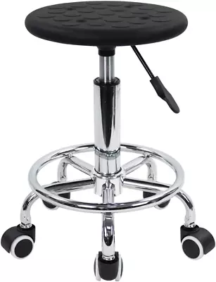 KKTONER PU Foam Rolling Stool With Footrest Height Adjustment Swivel Laboratory • £35.22