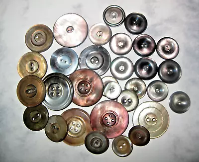Antique Lot Shell Buttons Smokey GreyAbalone (RoseCopper) Whistle 10/16 - 1  • $10