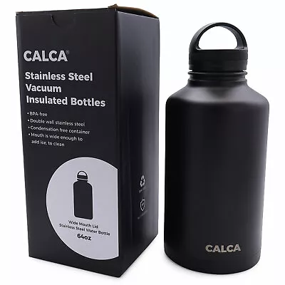 $23.94 • Buy 64oz Stainless Steel Water Bottle With Double Wall Vacuum Insulated - Travel Cup