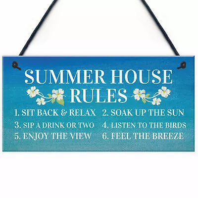 £3.99 • Buy Summer House Rules Hanging Garden Shed Sign Home Decor Sign For Garden