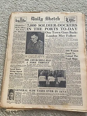 Daily Sketch Newspaper 1945 October 15th Anton Dostler General Slim ORIGINAL • £12