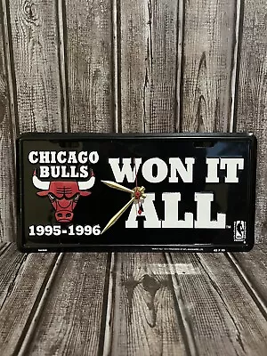 Chicago Bulls Officially Licensed 90’s License Plate Wall Clock Man Cave Decor • $29.99