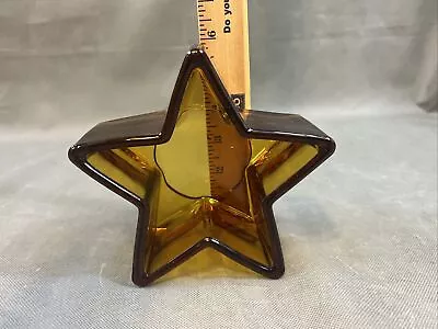 Art Glass Star Candle Holder Celestial Decor Vtg Shabby Boho Chic Bohemian Brown • £21.50