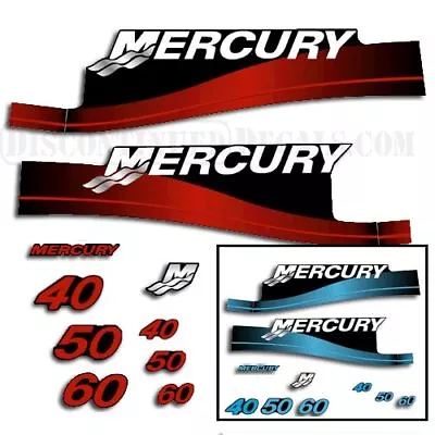 Fits Mercury 40/50/60 Hp Outboard Decal Kit - Blue Or Red • $84.95