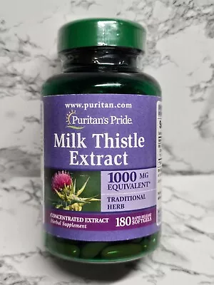 Puritan's Pride Milk Thistle Extract 1000mg Supplement 180 Softgels Sealed • $10.95
