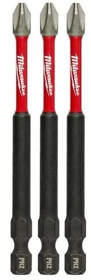 Lot 3 Milwaukee SHOCKWAVE 3-1/2 In. Magnetic Phillips #2 Impact Screwdriver Bits • $10.95