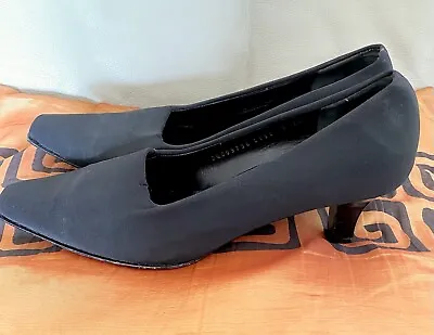 SALVATORE FERRAGAMO Genuine Black Fabric Kitten Heel Women’s Shoes 9 Narrow Fit • $78.90