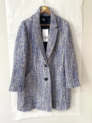 Free Shipping! Zara Offer 🤩 Multicoloured Textured Coat 8 10 Oversized Bnwt • £29.99
