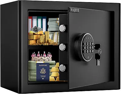 WASJOYE Safe And Lock Box Money Cash Deposit Box Safety Box With Digital Or • £91.20