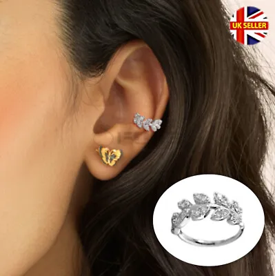 8MM Wide Fake Stud Hoop Sparkly Clip On Ear Cuff Non Piercing Women Earrings 1pc • £3.99