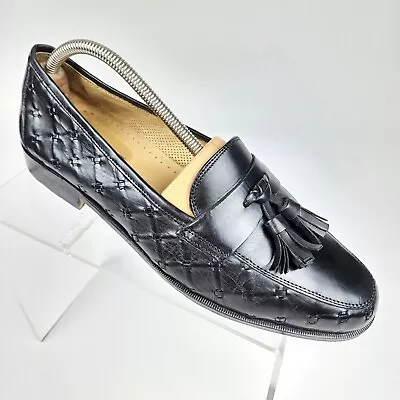 Martin Dingman Mens Tassel Loafers Black Stitched Leather Size 9 Made In Italy  • $69.95