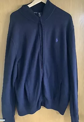 Ralph Lauren Polo Pima Cotton Zipped Top XXL In Navy Blue • £25