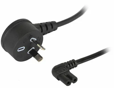 $7.95 • Buy Right Angled IEC-C7 To Right Angled Mains Plug 7A Power Lead Cord Cable Black 2M