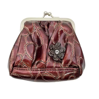 Miche Drew Red Floral Textured Faux Leather Coin Purse • $7.49