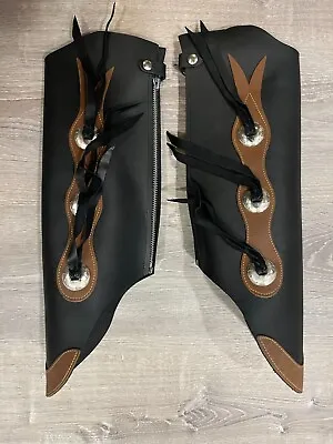 Cow Hide Leather Half Chaps Medium For Horse Riding & Motorcycle Biker Zip Up • $60