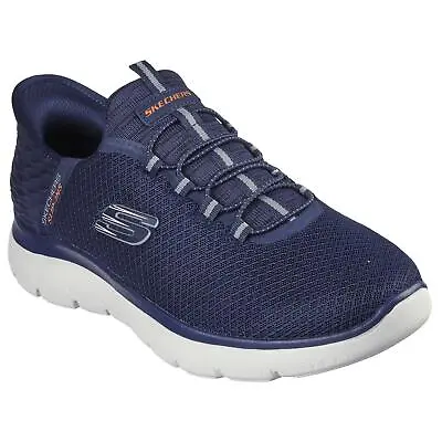 Skechers Mens Wide Fit Trainers Summits Blue Slip Ins Easy On Memory Foam Shoes • £72.95