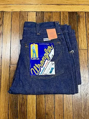 VTG 70s Wrangler No Fault Flare Leg 28x32 Blue Denim Jeans NOS Hippie Deadstock • $65